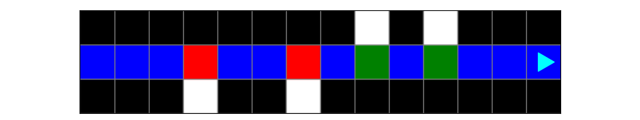the same pipe, with blue down the middle, except if there is a hole on the right the square is painted red and if there is a hole on the left the square is painted green