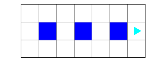 bit world with three blue squares