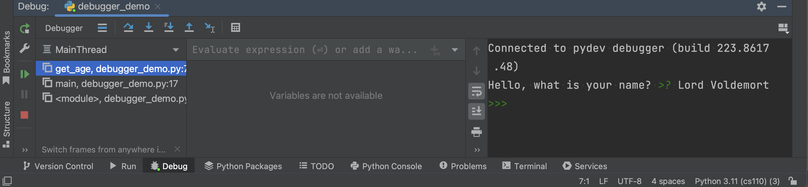 Pycharm debugger and console windows side-by-side