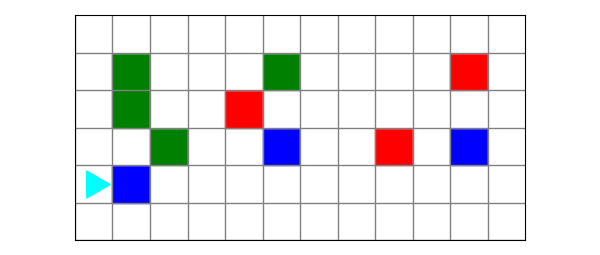 a world with some red and green squares