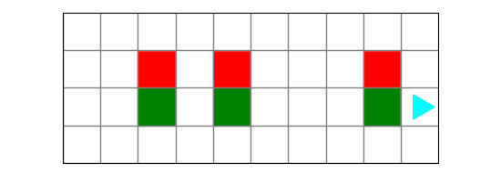 each green square has a red square above it